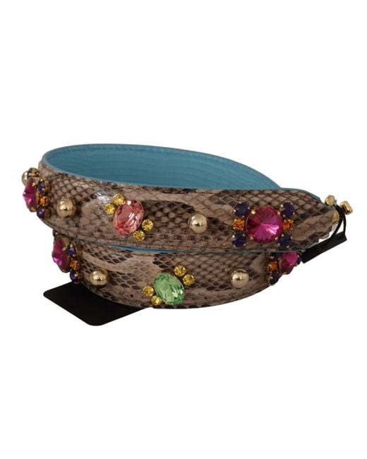 Dolce & Gabbana Green Exotic Leather Crystals Shoulder Strap
