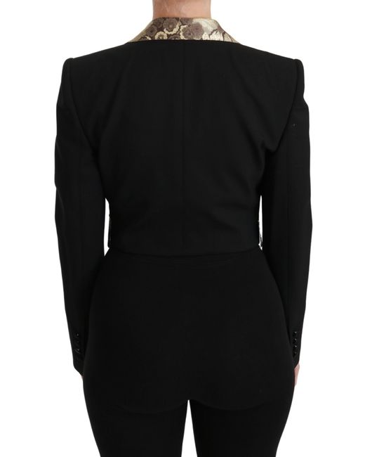 Dolce & Gabbana Black 2-piece Jacket With Gold Floral Jacquard Detailing Wool
