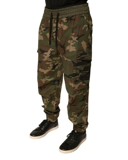 Dolce & Gabbana Green Camouflage Cargo Pants Joggers for men