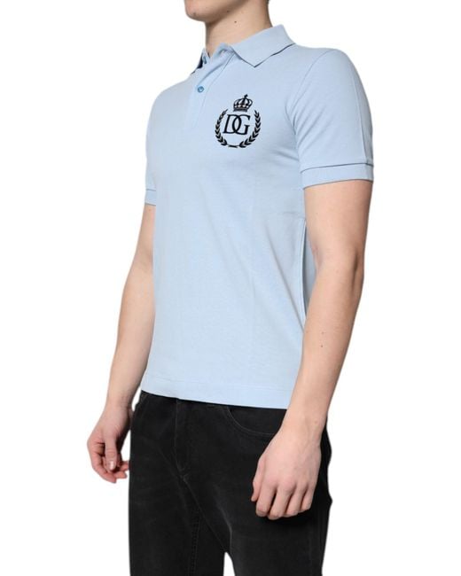 Dolce & Gabbana Blue Embroidered Polo Shirt for men