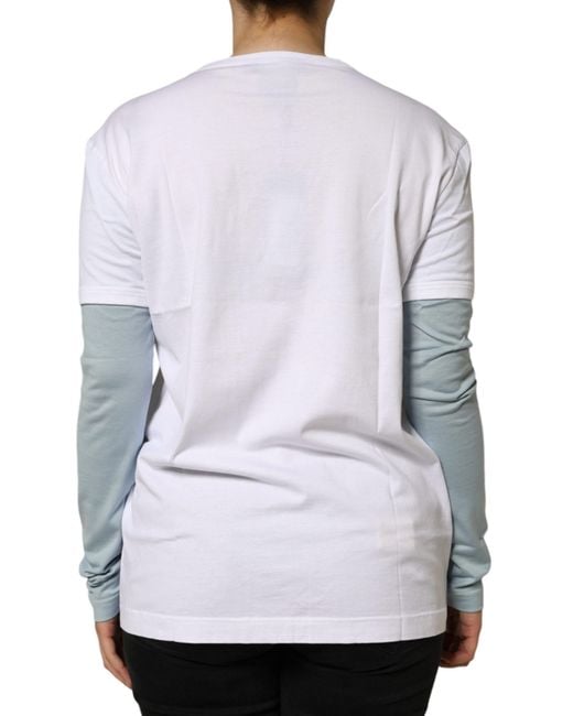 Dolce & Gabbana Gray Cotton Logo Print Round Neck T-Shirt