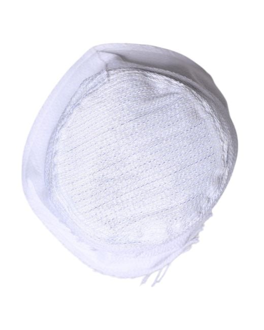 Dolce & Gabbana White Polyester Wide Brim Bucket Hat for men