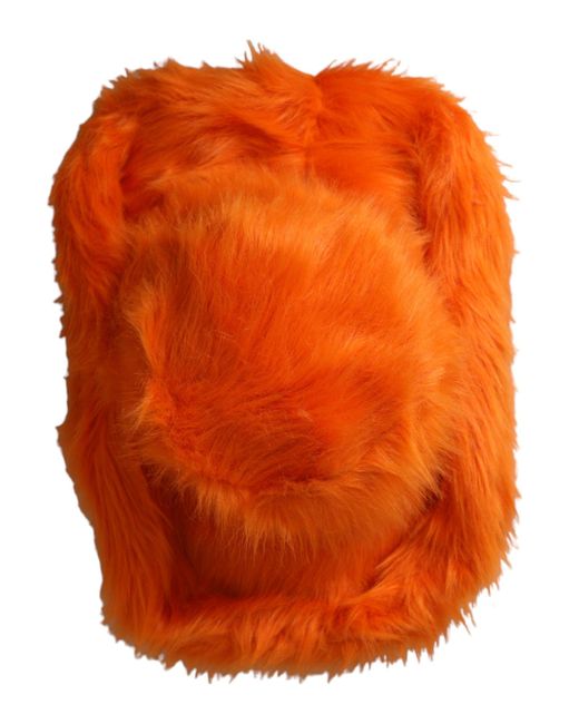 Dolce & Gabbana Orange Faux Fur Polyester Fedora Hat