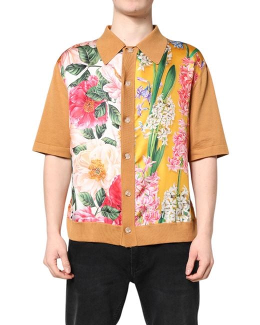 Dolce & Gabbana Floral Collared Short Sleeve T-Shirt for men