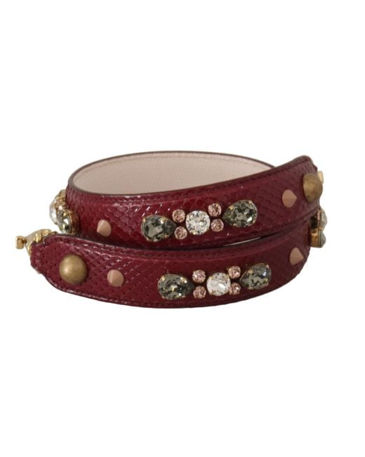 Dolce & Gabbana Red Leather Crystals Bag Shoulder Strap