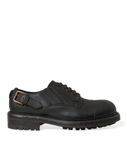 Dolce & Gabbana Black Leather Lace Up Derby Dress Shoes for men