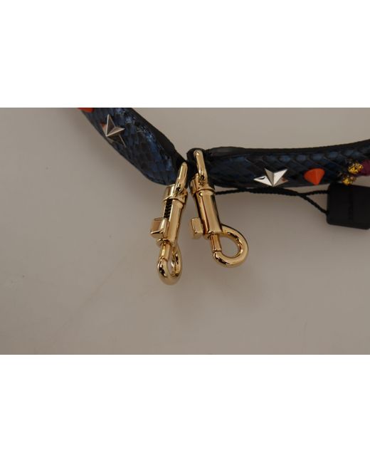 Dolce & Gabbana Black Exotic Leather Crystals Reversible Shoulder Strap