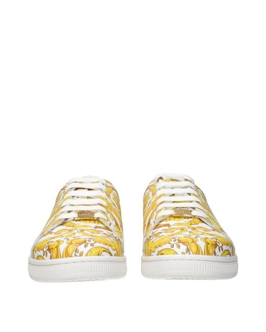 Versace Yellow Leather Sneakers for men