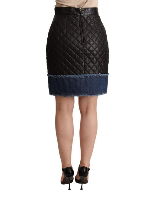 Dolce & Gabbana Black Sleek High-Waist Leather Mini Skirt