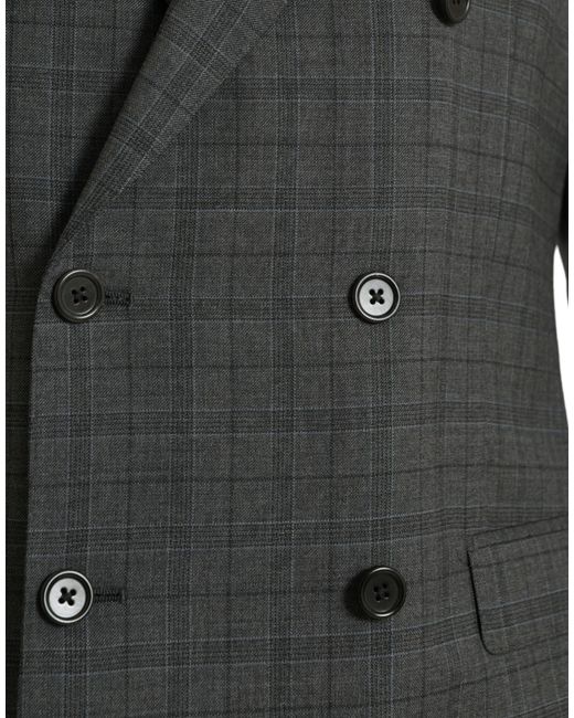 Dolce & Gabbana Gray Plaid Wool Martini Formal 2 Piece Suit Virgin Elastane for men
