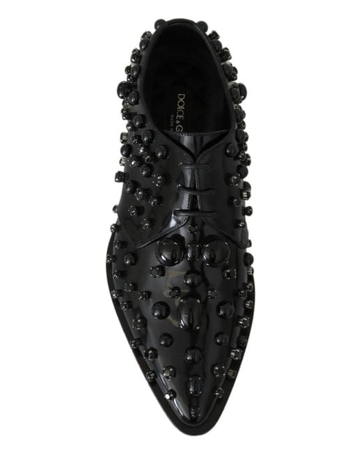 Dolce & Gabbana Black Elegant Dress Shoes With Crystals