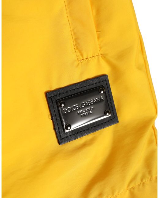 Dolce & Gabbana Yellow Nylon Logo Plaque Boxer Shorts Swimwear for men