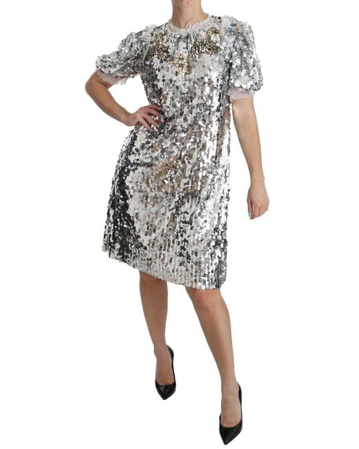 Dolce & Gabbana Metallic Sequin Mini Dress Embellished