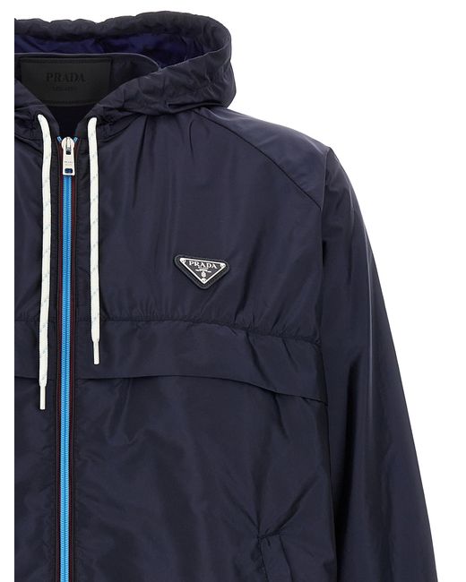 Prada Blue Recycled Polyamide Jacket for men