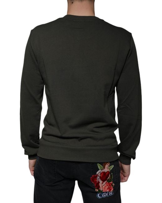 Dolce & Gabbana Black Army Dg Crown Crew Neck Pullover Sweater for men