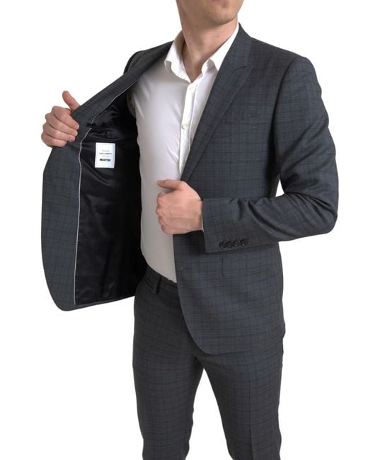 Dolce & Gabbana Black Wool Formal 2 Piece Martini Suit for men
