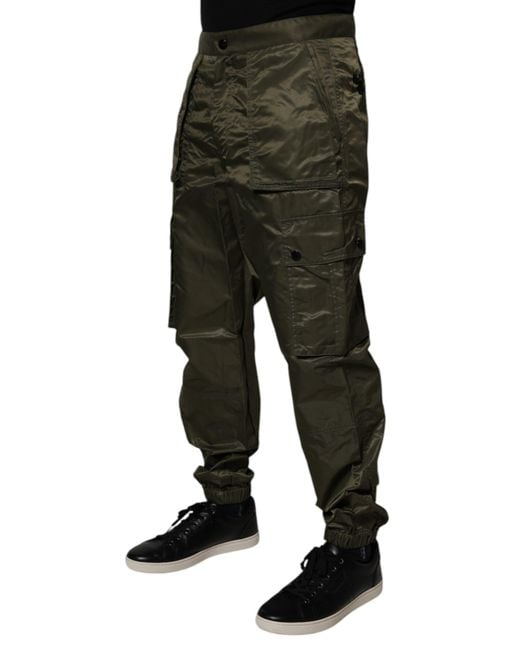 Dolce & Gabbana Black Nylon Cargo Pants for men