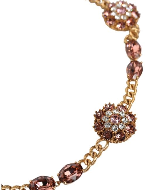 Dolce & Gabbana White Tone Brass Crystal Embellished Waist Chain Belt