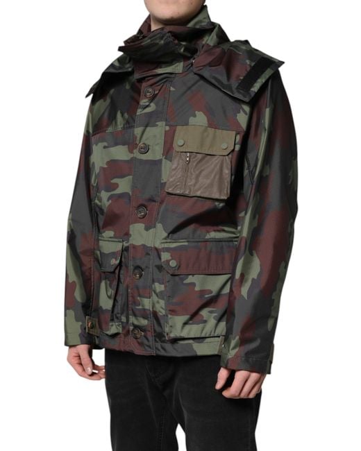 Dolce & Gabbana Black Camouflage Buttonup Jacket for men