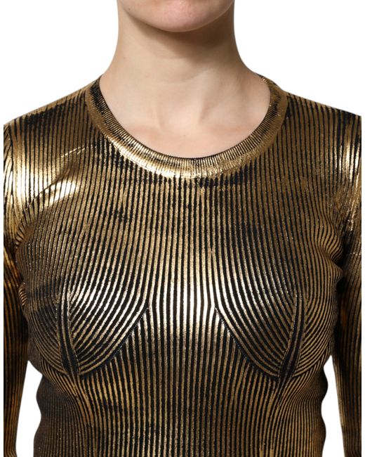 Dolce & Gabbana Black Metallic Ribbed Knit Pullover