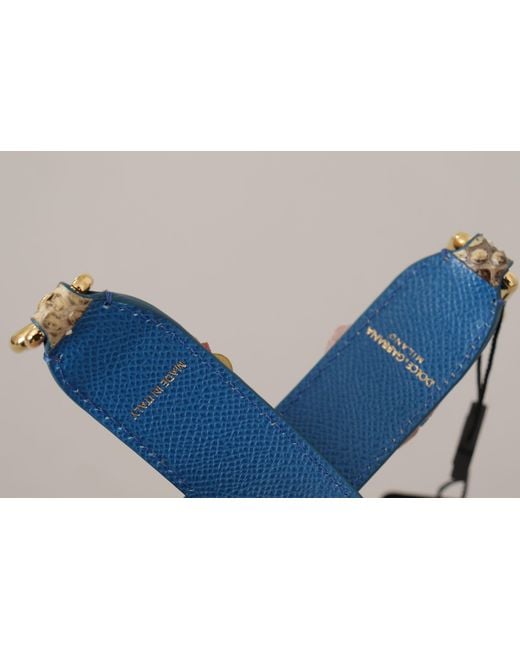 Dolce & Gabbana Black Python Leather Floral Studded Shoulder Strap