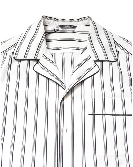 Dolce & Gabbana White Stripes Lounge Pajama Sleepwear Shirt for men