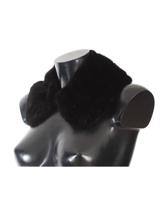 Dolce & Gabbana Black Mink Fur Shoulder Collar Scarf