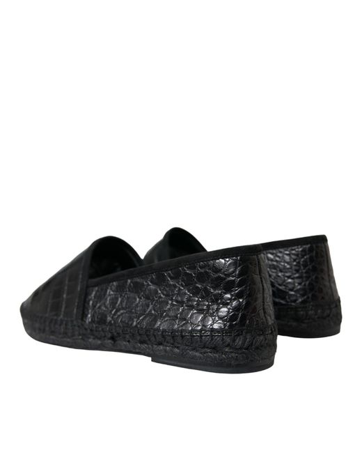 Dolce & Gabbana Black Exotic Leather Espadrilles Slip On Shoes for men