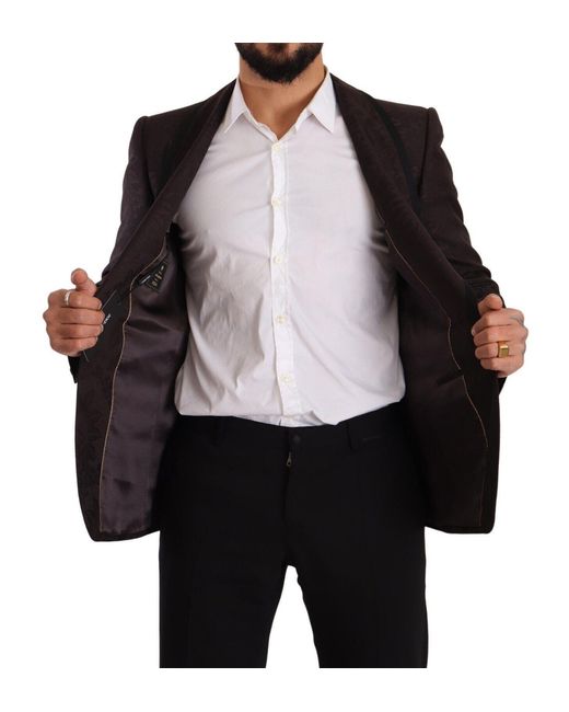 Dolce & Gabbana Black Purple Jacquard Single Breasted Sicilia Blazer for men