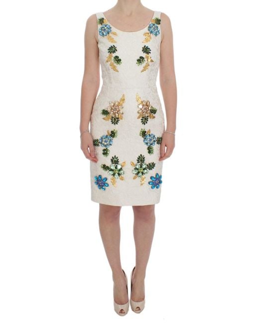 Dolce & Gabbana Black Brocade Crystal Sheath Dress