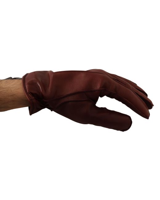 Dolce & Gabbana Burgundy Leather Lamb Skin Biker Gloves for Men Mens Accessories Gloves Save 21% 