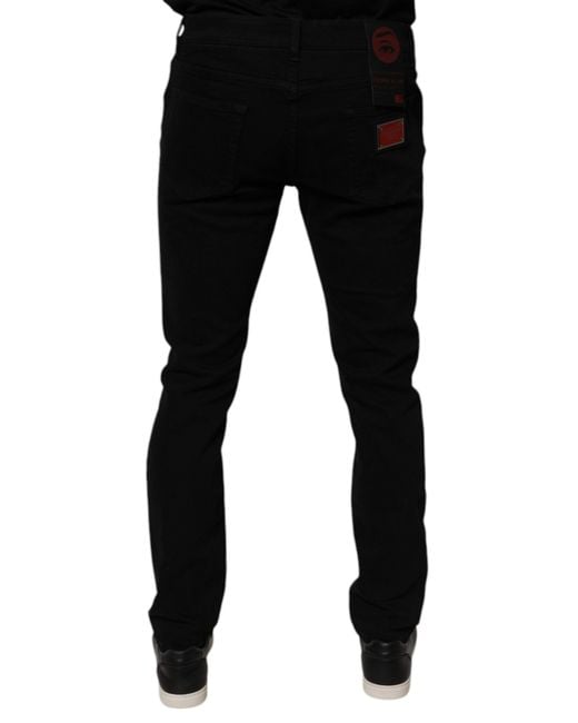 Dolce & Gabbana Black Slim Fit Distressed Jeans for men