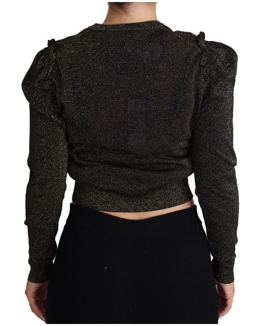 Dolce & Gabbana Black Gold Cropped Pullover Sweater
