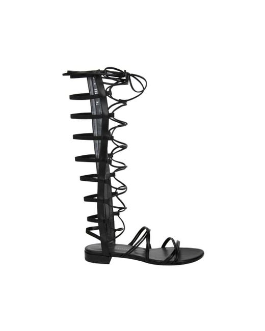 Stuart Weitzman Black Sparta Leather Gladiator Boots (M Us)