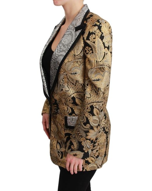 Dolce & Gabbana Metallic Jacquard Blazer Jacket Nylon Clothing