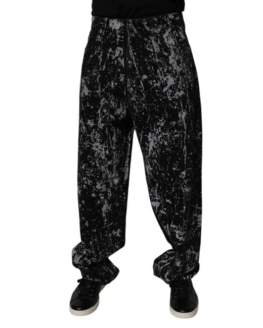 Dolce & Gabbana Black Splatter Print Pants for men