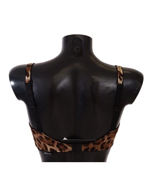Dolce & Gabbana Black Elegant Silk Leopard Print Bra