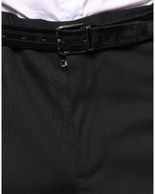 Dolce & Gabbana Black Wool Formal Dress Pants for men