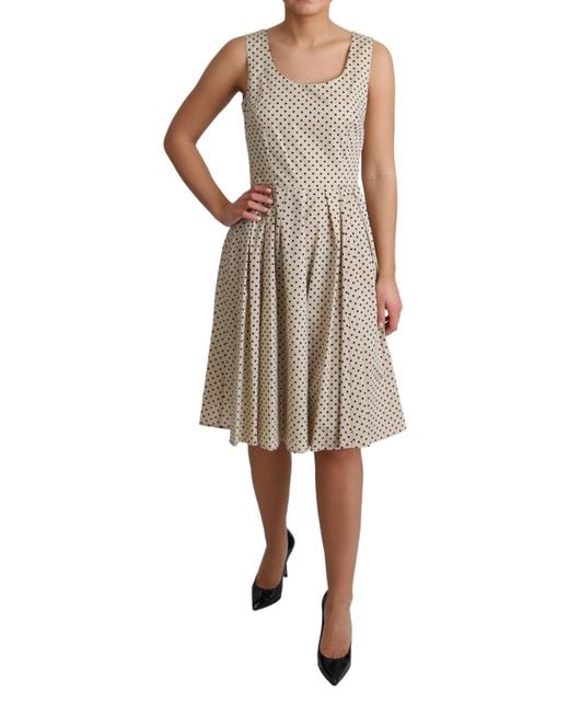 Dolce & Gabbana Natural Elegant Polka Dot Sleeveless A-Line Dress