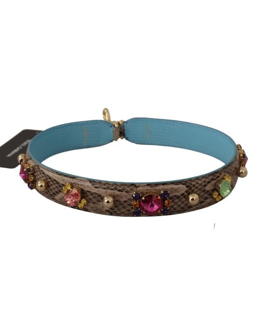 Dolce & Gabbana Green Exotic Leather Crystals Shoulder Strap