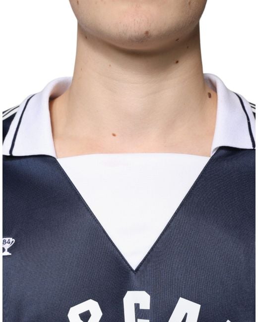 Dolce & Gabbana Blue Long Sleeve Polo Shirt Milan Italia for men