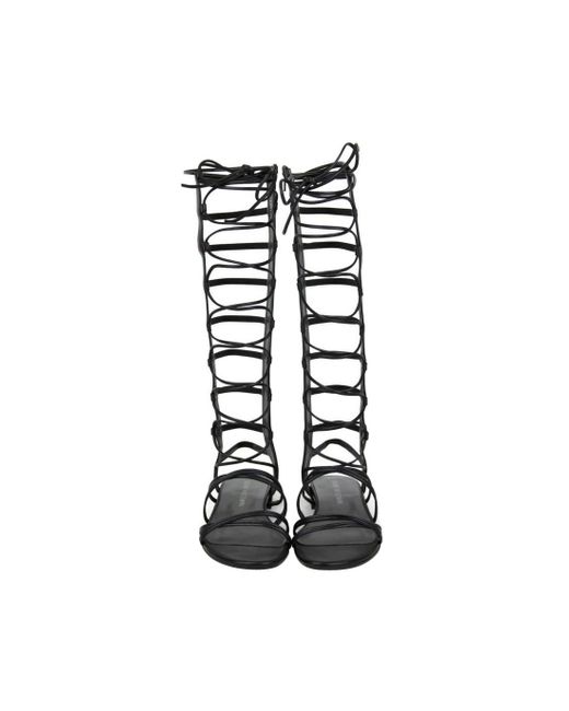 Stuart Weitzman Black Sparta Leather Gladiator Boots (M Us)