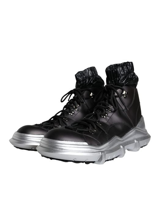Dolce & Gabbana Black Nylon Galileo High Top Sneakers Shoes for men