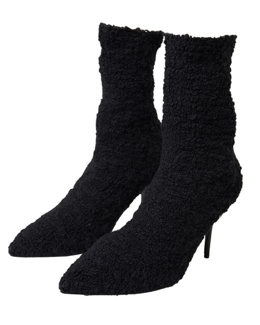Dolce & Gabbana Black Elegant Virgin Wool Mid Calf Boots