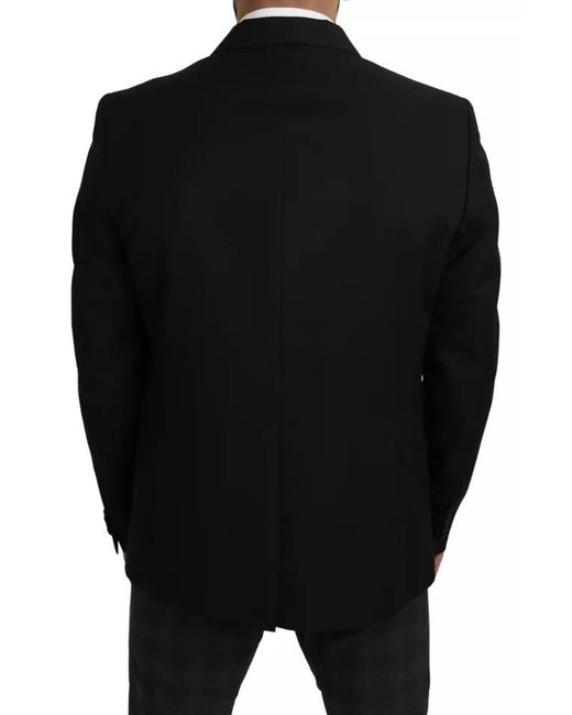Dolce & Gabbana Black Wool Slim Fit Notch Jacket Blazer for men
