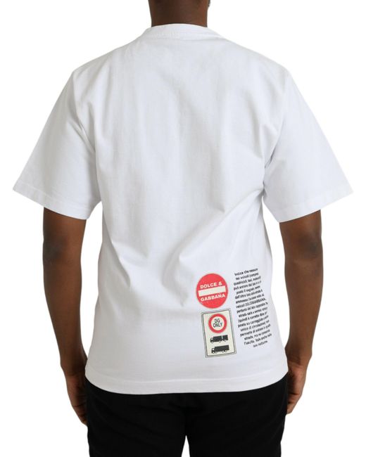 Dolce & Gabbana White Amor Heart Cotton Crewneck Short Sleeve T-Shirt for men