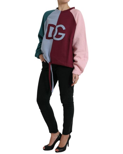 Dolce & Gabbana Blue Cotton Crewneck Pullover Sweater