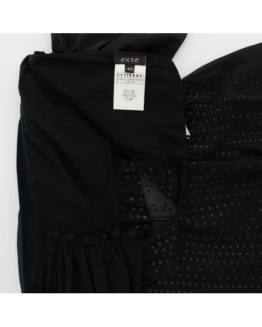 Exte Black Neck Wrap Top Blouse