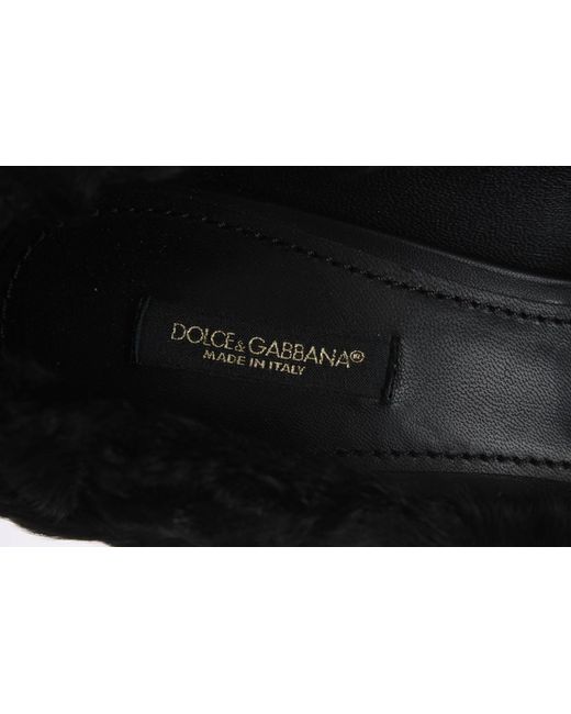 Dolce & Gabbana Black Xiangao Lamb Fur Leather Pumps