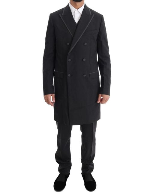 Dolce & Gabbana Black Wool Stretch 3 Piece Two Button Suit for men